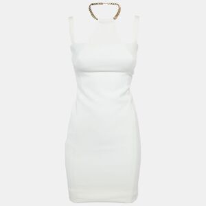 Versace Collection White Crepe Chain Detail Mini Dress M
